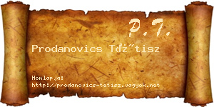 Prodanovics Tétisz névjegykártya